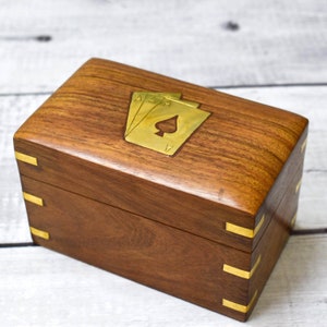 India Huis-Houten Kaart Opbergdoos / Speelkaart Opslag / Twin Card Opslag / Verjaardag Housewarming Geschenken Hem Haar / Uniek cadeau
