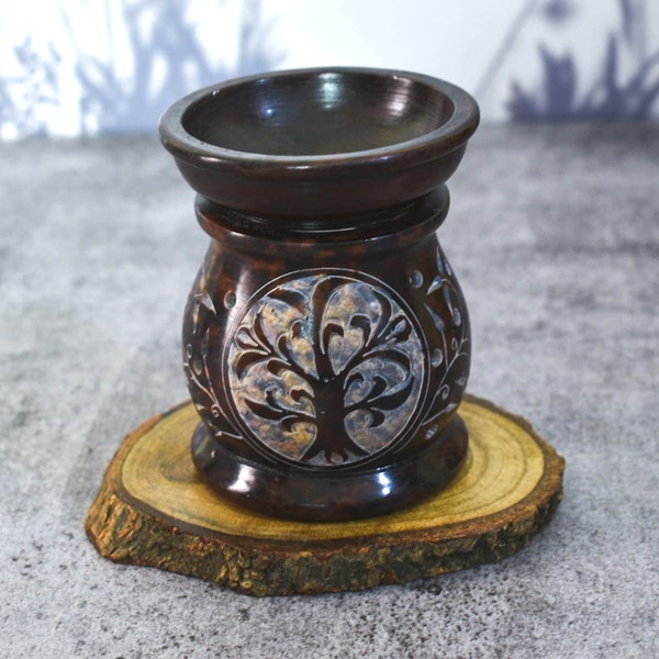 India House-Oil Burner Aroma Diffuser|Soapstone Tea Light Holder|Hand Carved Jali work