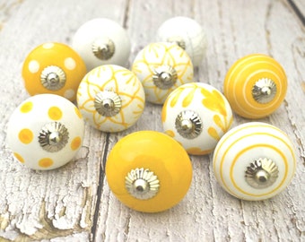 Ceramic Cabinet Drawer Pull /Knobs Hand Painted Knobs and Pulls /Use for Cupboard And Wardrobe Door/Decorative Knobs/set of 10