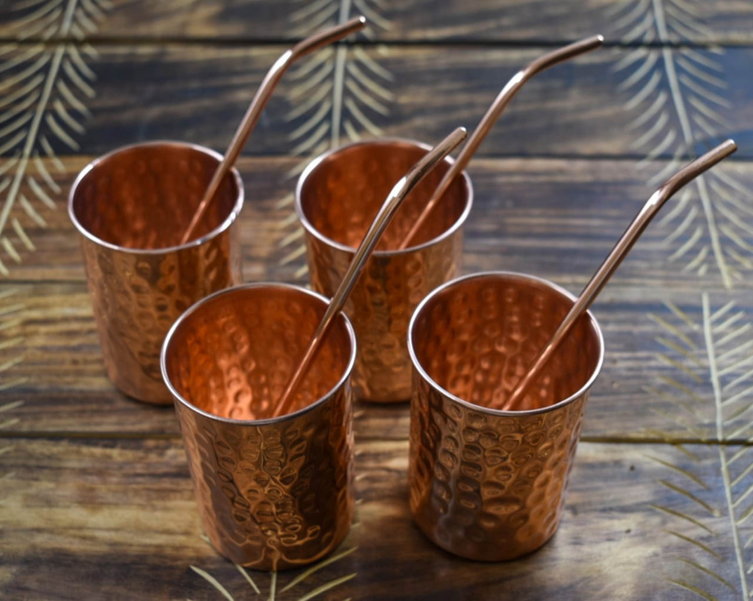 Pure Copper Hammered Traditional Glasses Set of 4 with copper Etsy