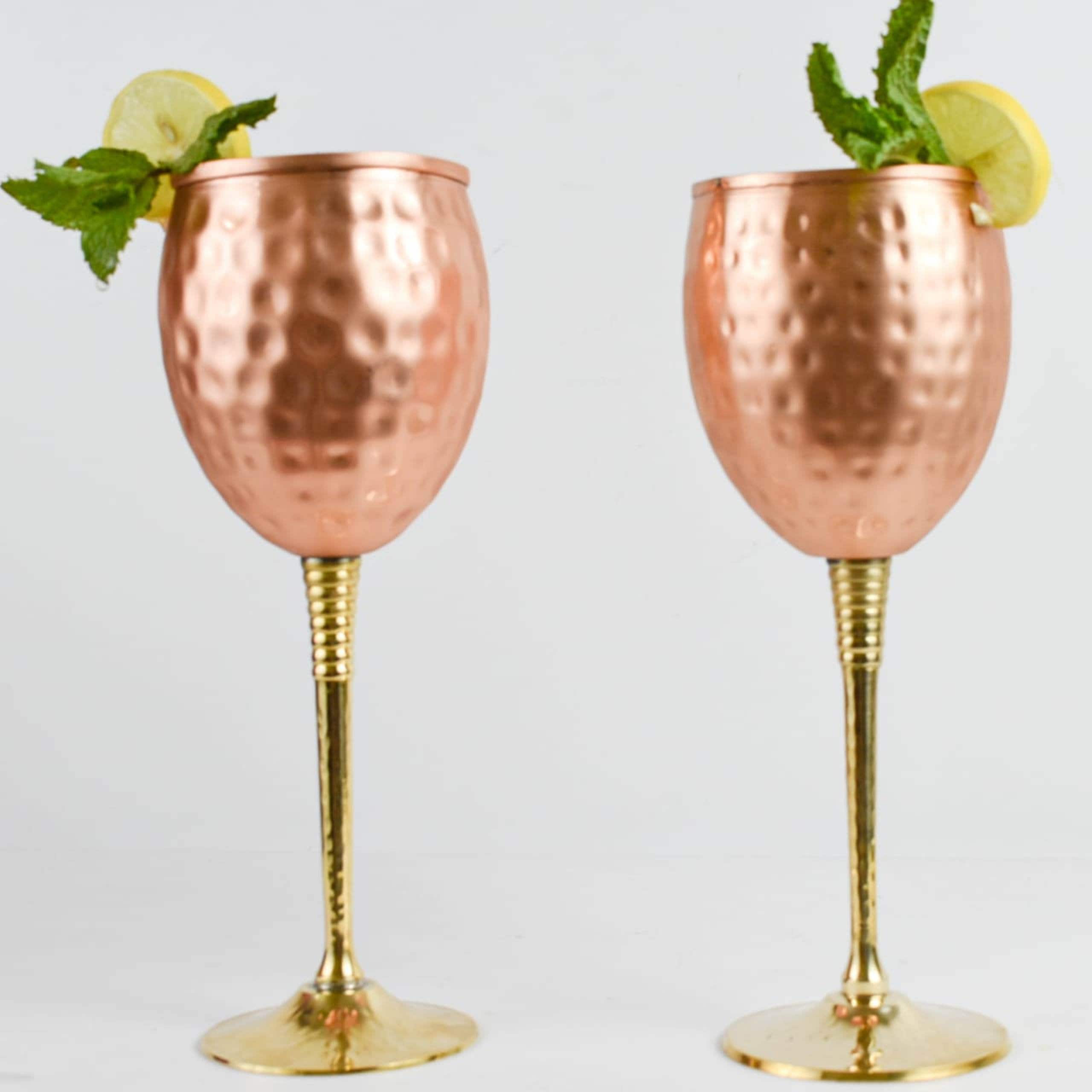 Copper Wine Glass Set Of 2/ Handcrafted Hammered Finish Etsy