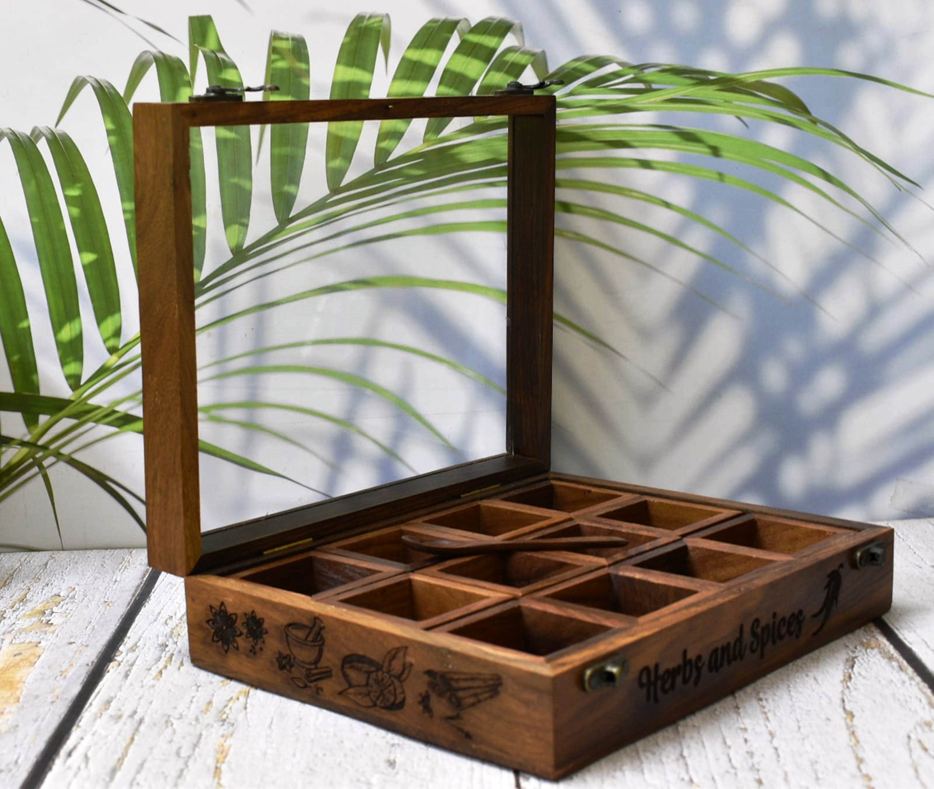 Wooden Spice Box Etsy