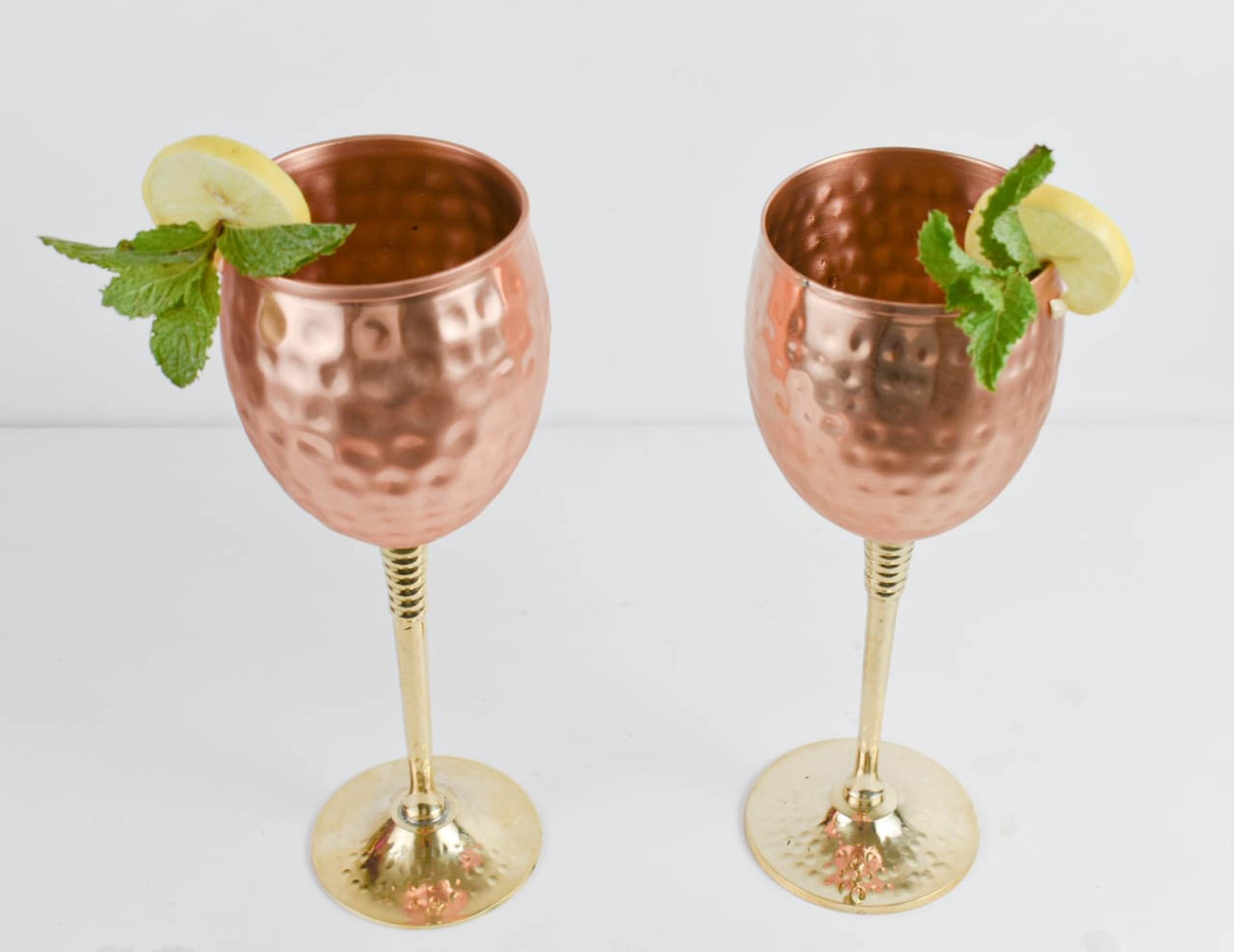 Copper Wine Glass Set Of 2/ Handcrafted Hammered Finish Etsy