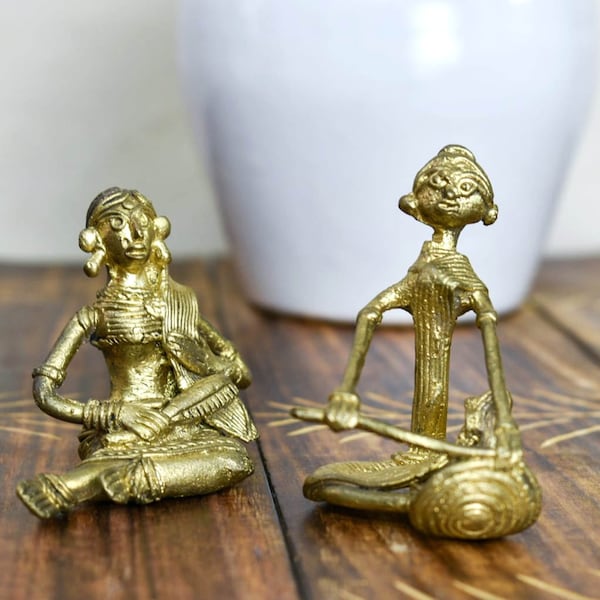 India House-Indian Brass Decor / Lady Vintage look Handcrafted Dhokra Art/Brass/Showpiece/Decoration/ Handmade/Decor set of- 2