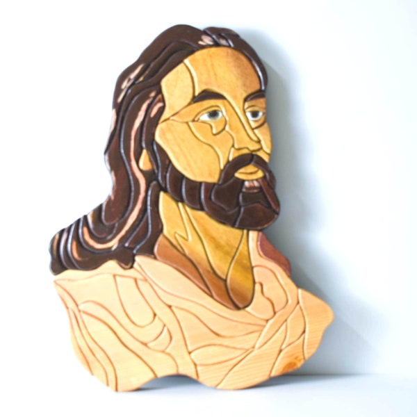 Indien Haus-Jesus Holz Wandbehang Home Dekor/Jesus Gesicht/Teak/Kiefernholz/L-12"/ W-0.25"/H-9"