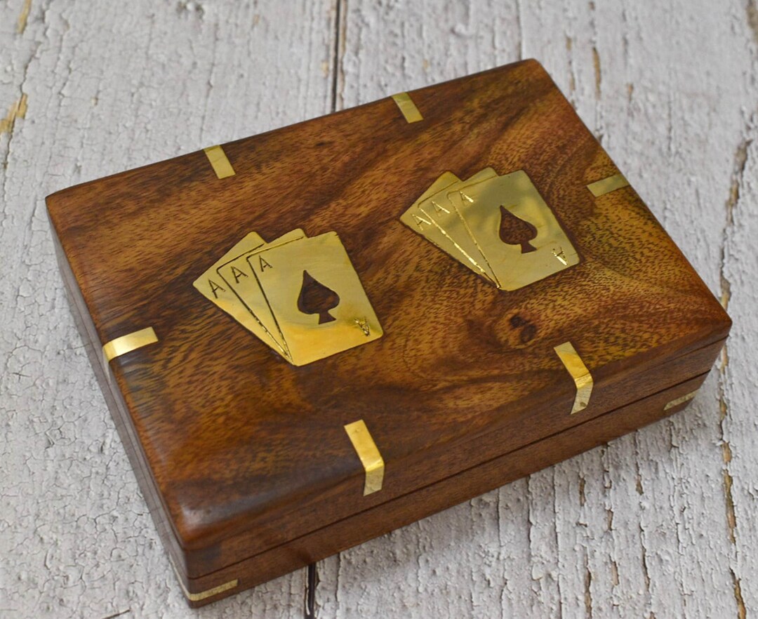 India Housewooden Card Storage Box / Playing Card Storage/ Twin Card