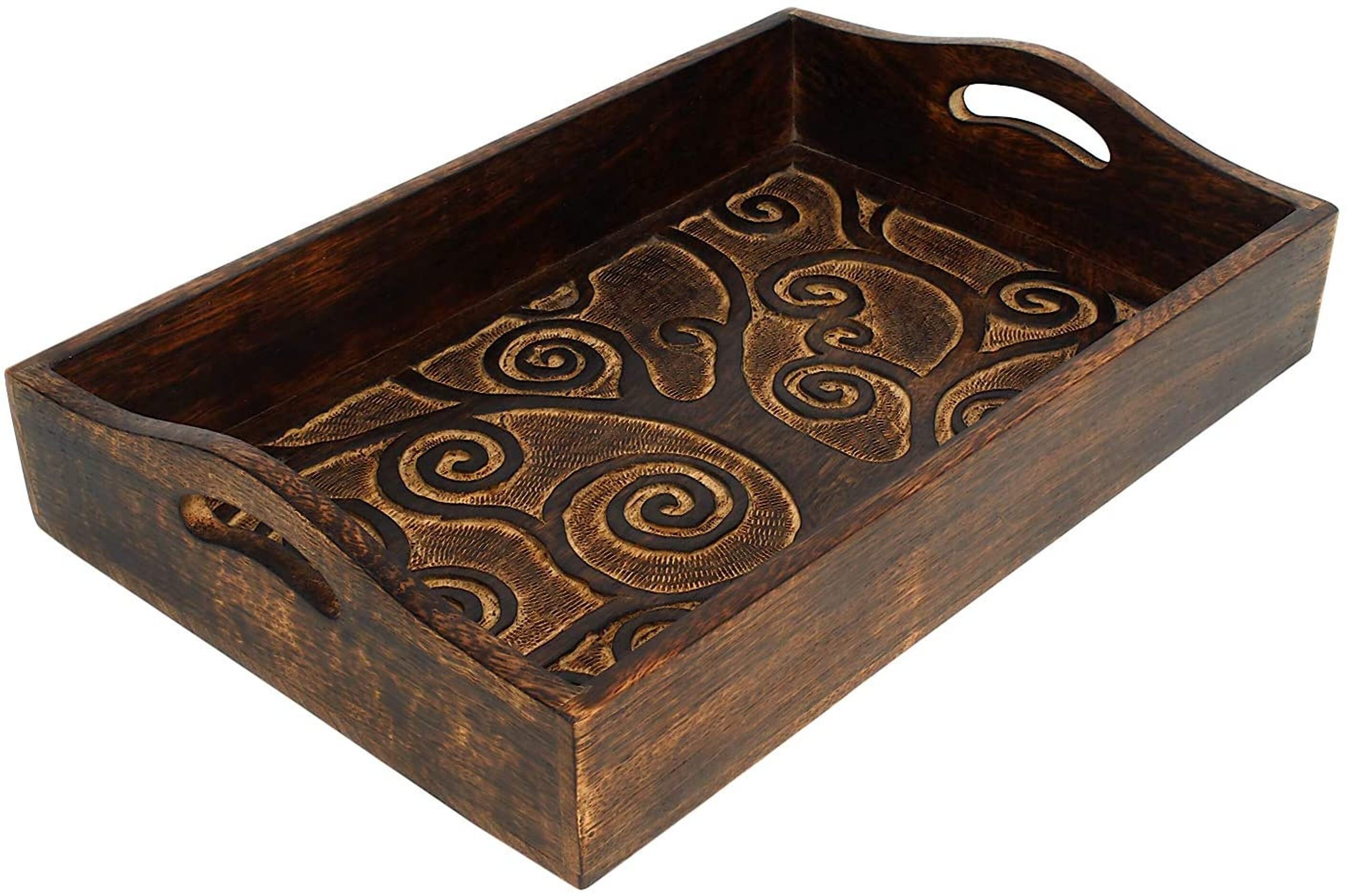 Indian Mango Wood Handmade Rectangular Decorative Serving Tray Etsy