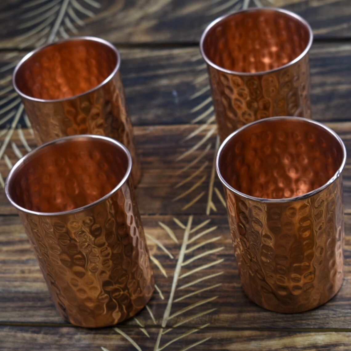 Pure Copper Hammered Traditional Glasses Set of 4 with copper Etsy