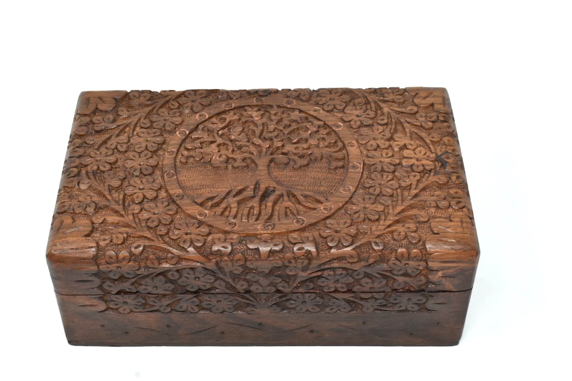 Wooden Box Tree Of Life Keepsake Storage Multi Utility Hand Etsy