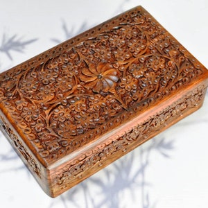Indien Haus-Holz box Andenken Aufbewahrung Multi Utility handgeschnitzt| Mehrzweckbox| Schmuckkästchen 20x15 cm