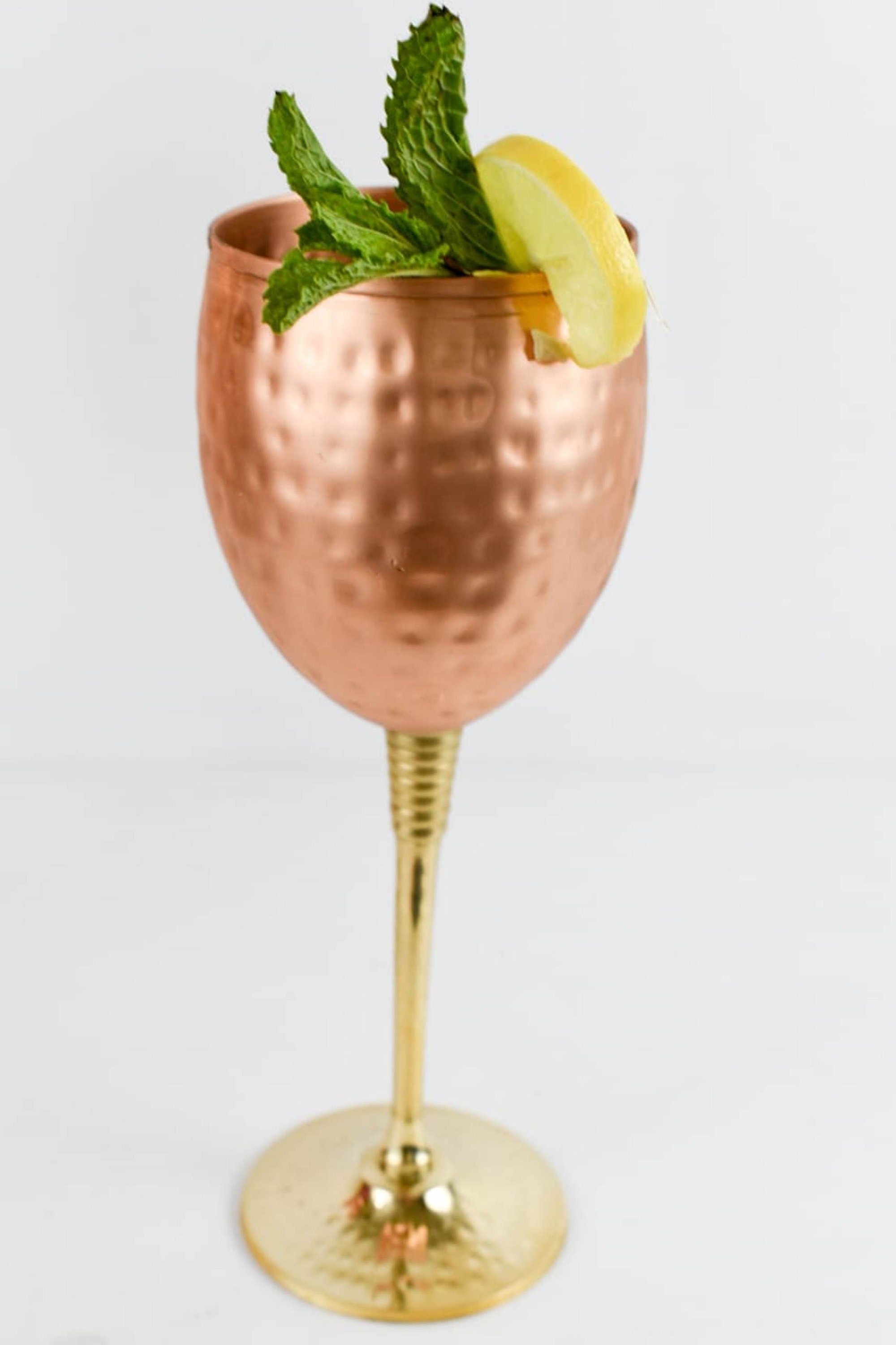 Copper Wine Glass Set Of 2/ Handcrafted Hammered Finish Etsy