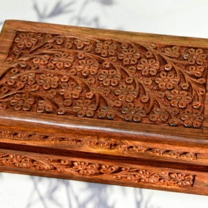 Scatola decorativa in legno, ricordo, scatola per gioielli in legno, scatola di memoria, scatola per carte da gioco, scatola da tè, organizzatore di gioielli per bigiotteria decorativa - 8x5 in