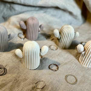 Cactus ring holder, concrete jewellery display, cute ring cone, neutral decor, gift for plant lover, minimalist desk decor, cactus ornament