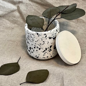 Handmade Terrazzo Lidded Jar: Concrete Bathroom Storage