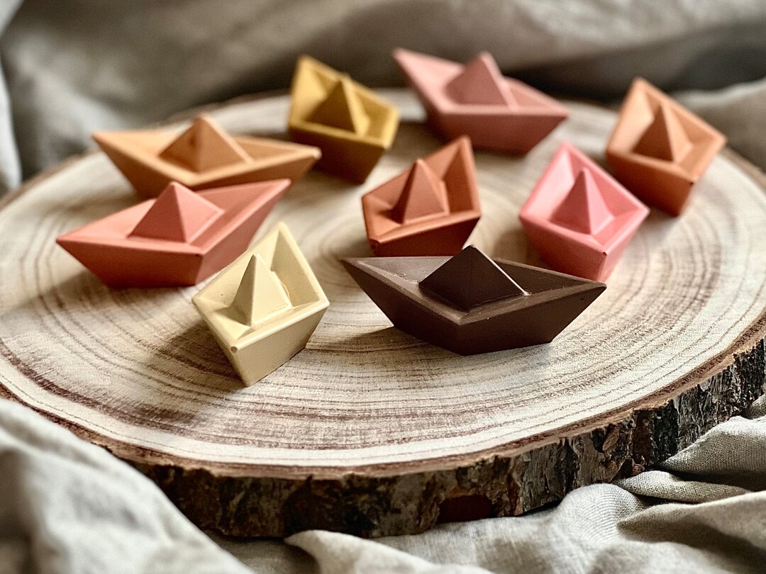 Origami Boat Ornament, Paper Boat, Concrete Paperweight, Japanese