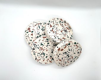 Terrazzo coaster set, jesmonite coasters, concrete coasters, stone coaster, terrazzo decor, chunky terrazzo, chunky set, gift for, new home