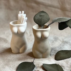 Female torso vase, goddess statue, lady pot, woman bust, female body, jesmonite decor, concrete, stone, gift for, new home, marble