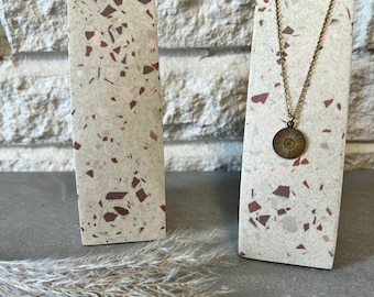 Terrazzo necklace display stand, Jesmonite necklace, concrete jewellery display, modern storage, gift for, Necklace block, necklace hanger