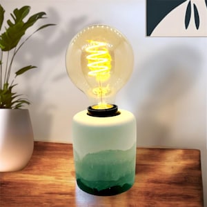 Handmade Ombre Jesmonite Table Lamp: Modern Edison Accent Light