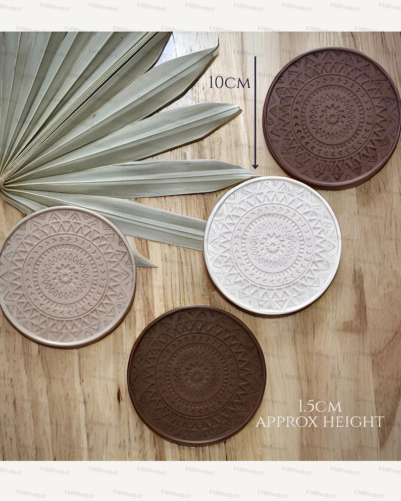 Juego de posavasos Boho Mandala Jesmonite: Decoración neutra imagen 3