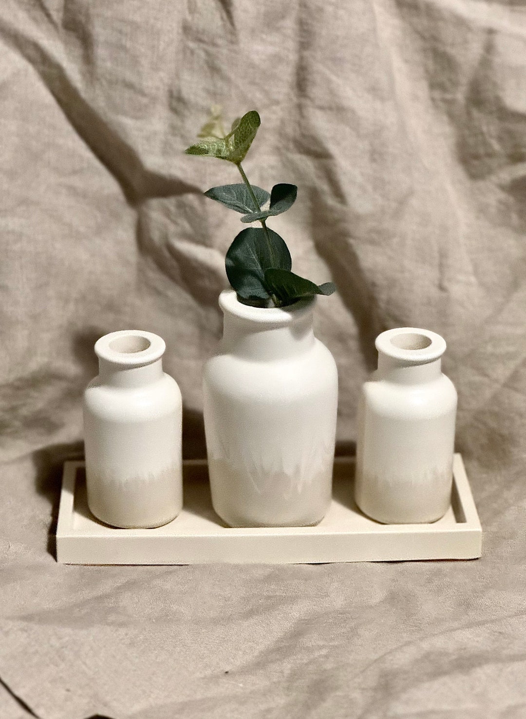 Neutral Vase Set, Minimal Homeware, Concrete Decor, Stone Vase, Dried