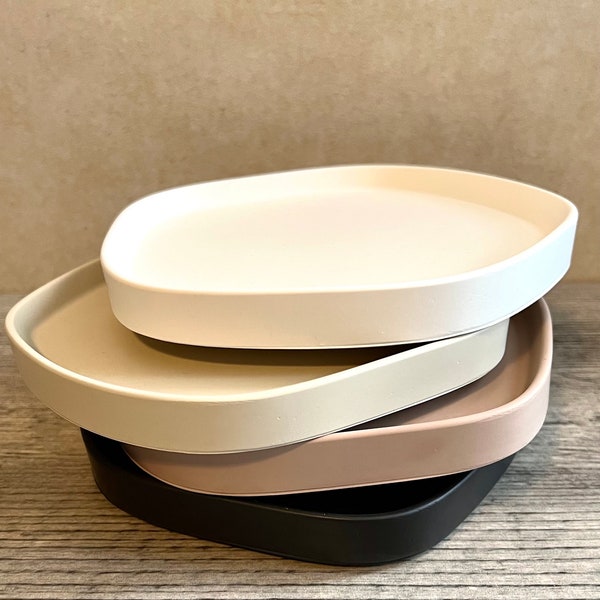Handmade Abstract Jesmonite Tray: Candle Plate, Jewelry Dish (15x15cm)
