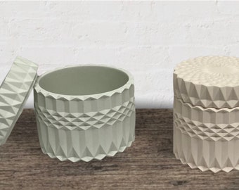 Jesmonite Trinket Jar with Lid: Eco Resin Jewelry Box