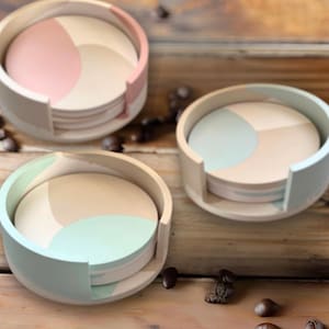 Pastel Jesmonite Coaster Set: Abstract Beermat, New Home Gift