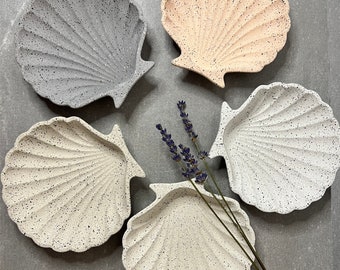 Granite Jesmonite Seashell Dish: Handmade Soap or Trinket Tray