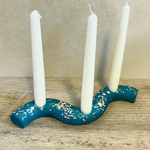 Squiggle candle holder, Jesmonite candlestick, scandi homeware, taper candles, wave candle, terrazzo holder, concrete dinner, Christmas gift