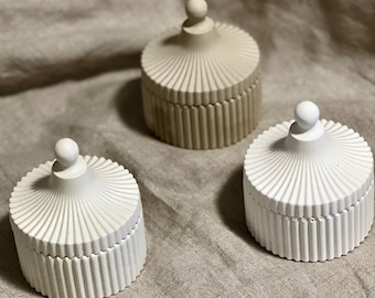 Handmade Jesmonite Trinket Jar with Lid: Concrete Style Jewelry Box