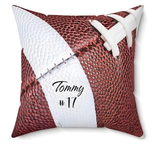 Personalized Football Pillow with Name & Number | Perfect Gift for Football Lovers | Soft Polyester Pillow | Custom Sports Decor
