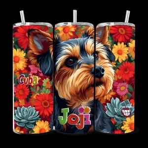 Personalized Yorkie 20oz Skinny Tumbler aka Yorkshire Terrier  - Custom Gift for Dog Lover, Dog Mom, Dog Dad, Hot & Cold, Museum Quality Art