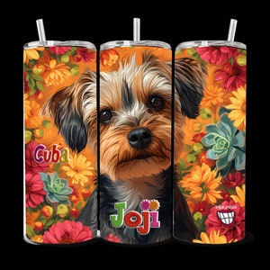 Personalized Yorkie 20oz Skinny Tumbler aka Yorkshire Terrier  - Custom Gift for Dog Lover, Dog Mom, Dog Dad, Hot & Cold, Museum Quality Art