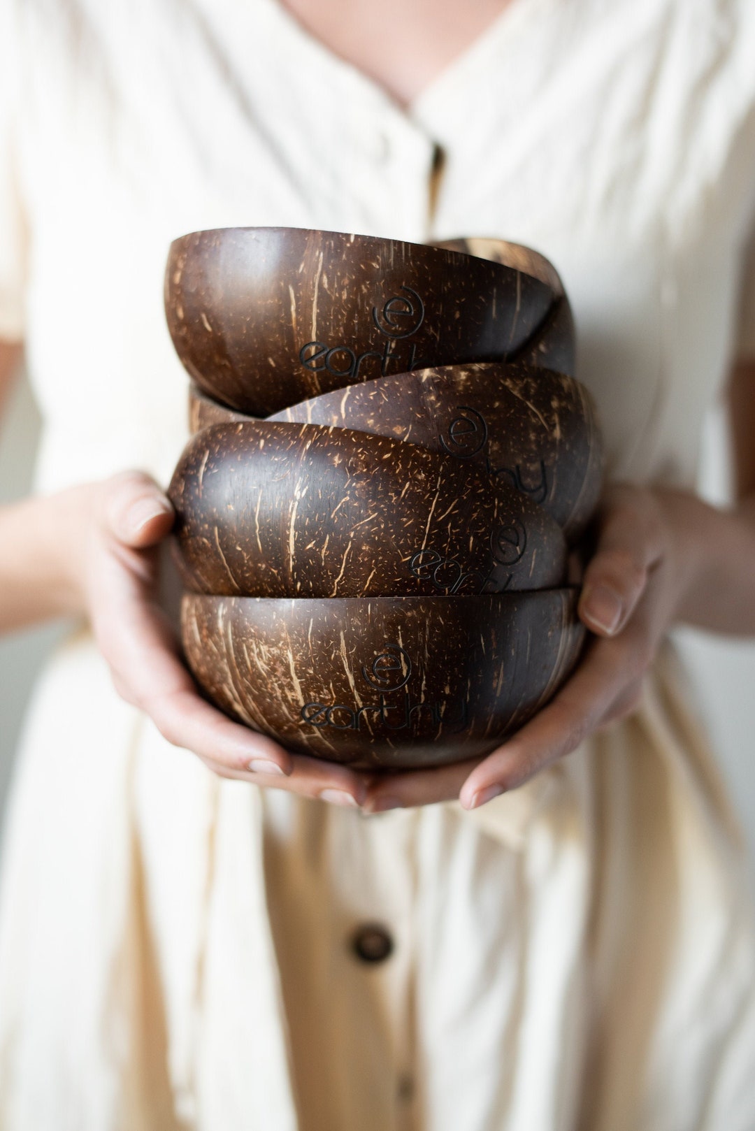 Coconut Bowls & Spoons, Forks, Bamboo Straws Smoothie Bowl Acai Bowl