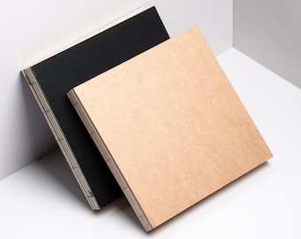 Cuaderno de bocetos cuadrado: encuadernación plana, 4 separadores para proyectos, papel sin ácido