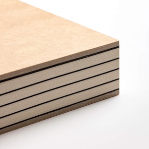 basenotes 2333 sketchbook with kraft cover showing exposed spine and alternating black dividers, crafted with precision binding.
