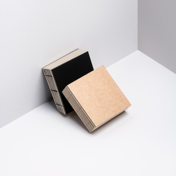 Handmade Lay-Flat Paperbook: Stitched Binding, Sketchbook, 11x11cm