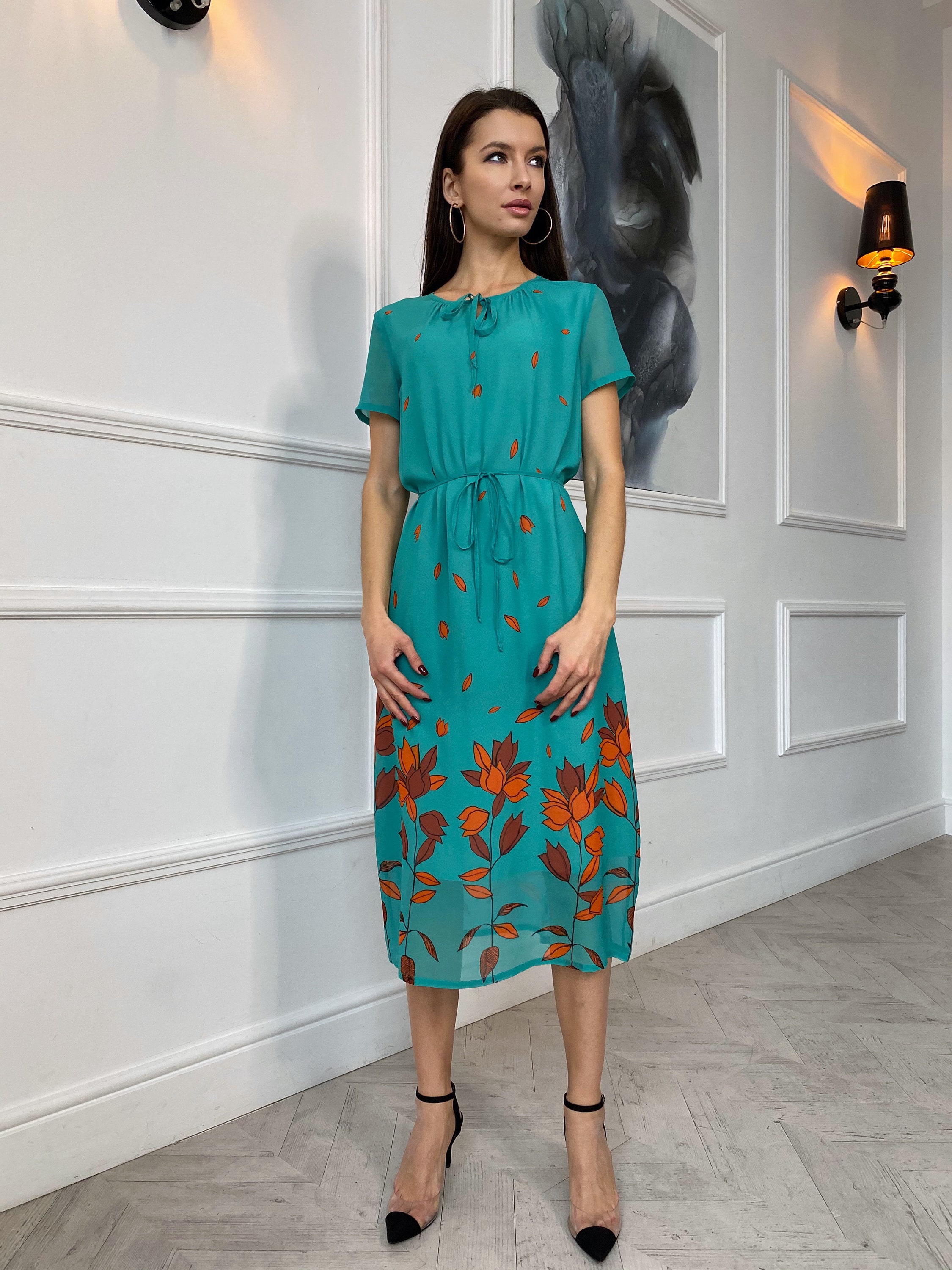 Vestido de seda 21222 / vestido hecho a mano / 100 vestido de Etsy