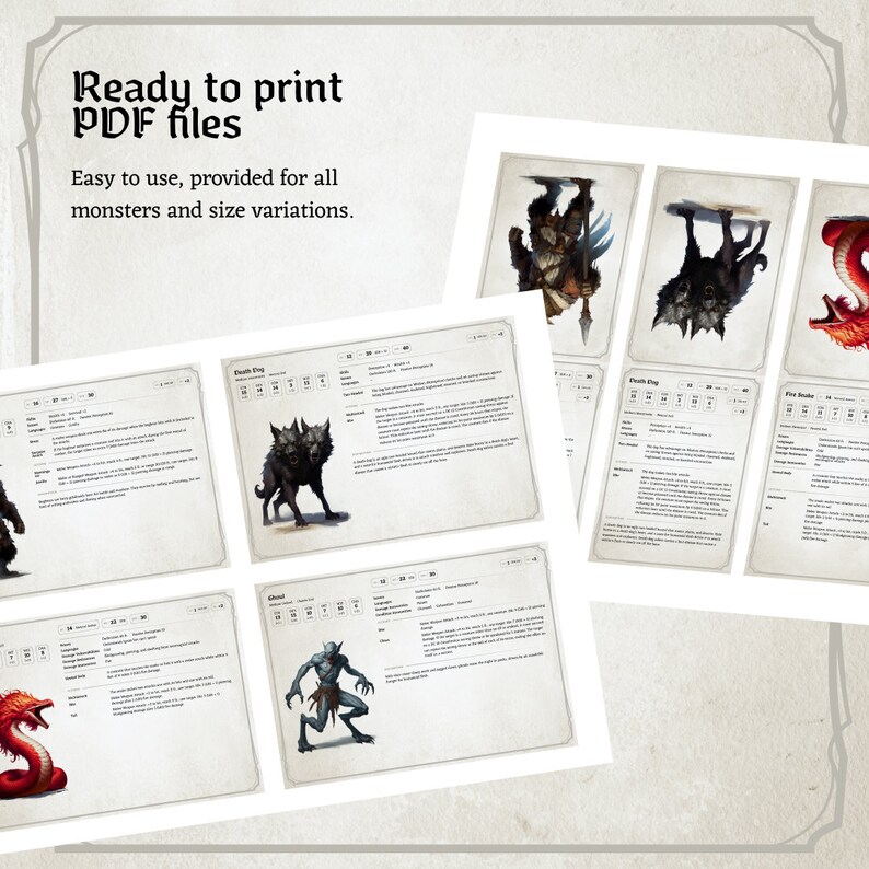 D&amp;D Monster Cards, Challenge 1, Tokens, Foldable Board Cards, Custom ...