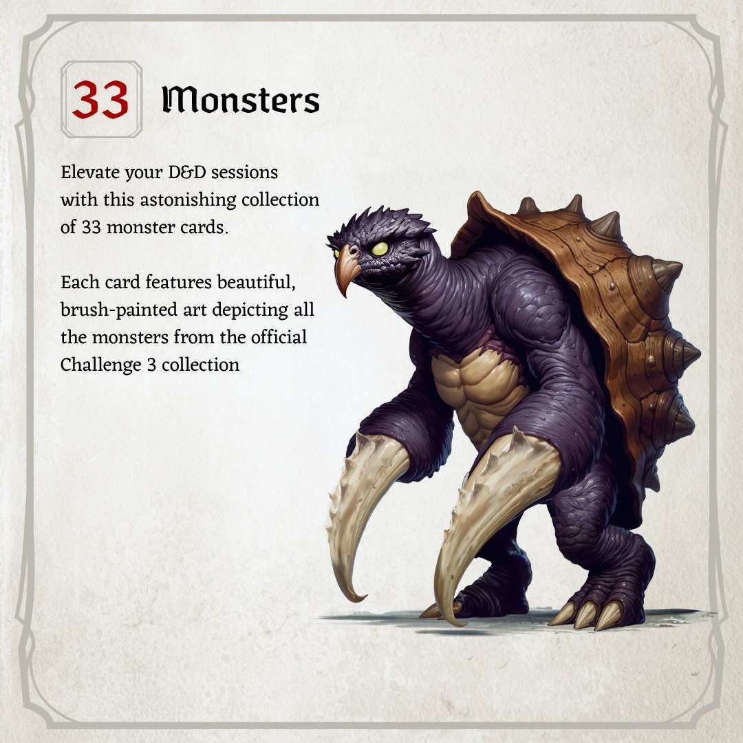 D&amp;D Monster Cards, Challenge 3, Tokens, Foldable Board Cards, Custom ...
