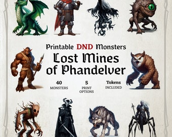 D&D Monster Cards, Lost Mines of Phandelver, Tokens, Foldable Board Cards, Custom made, High-Quality Cards, Easy Digital Download, LMoP