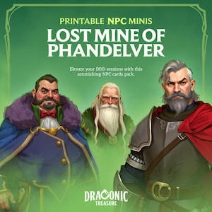 D&D NPC Cards, Lost Mine of Phandelver, NPC Art, Tokens, Foldable Minis, Custom made, Easy Digital Download, LMoP