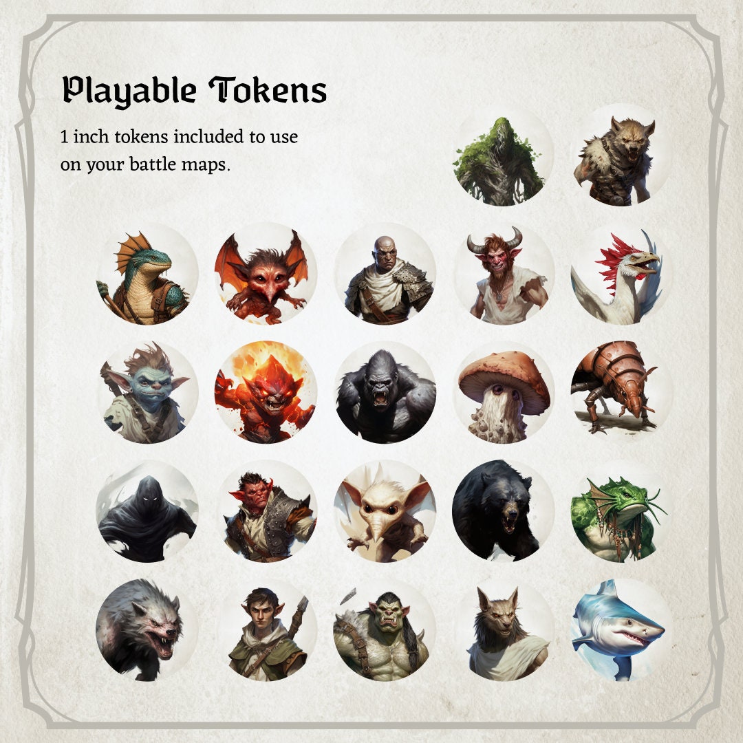 D&amp;D Monster Cards, Challenge 1/2, Tokens, Foldable Board Cards, Custom ...