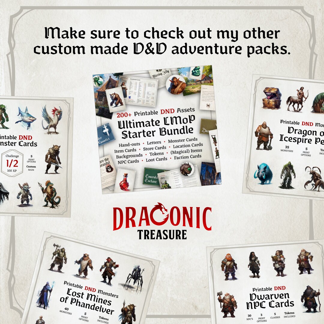 D&amp;D Monster Cards, Challenge 4, Tokens, Foldable Board Cards, Custom ...