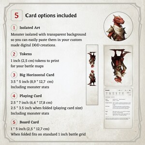D&amp;D Monster Cards, Challenge 1/8, Tokens, Foldable Board Cards, Custom ...