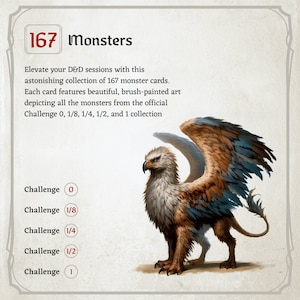 D&amp;D Monster Cards, Challenge 0 to 1, Mega Collection, Tokens, Foldable ...
