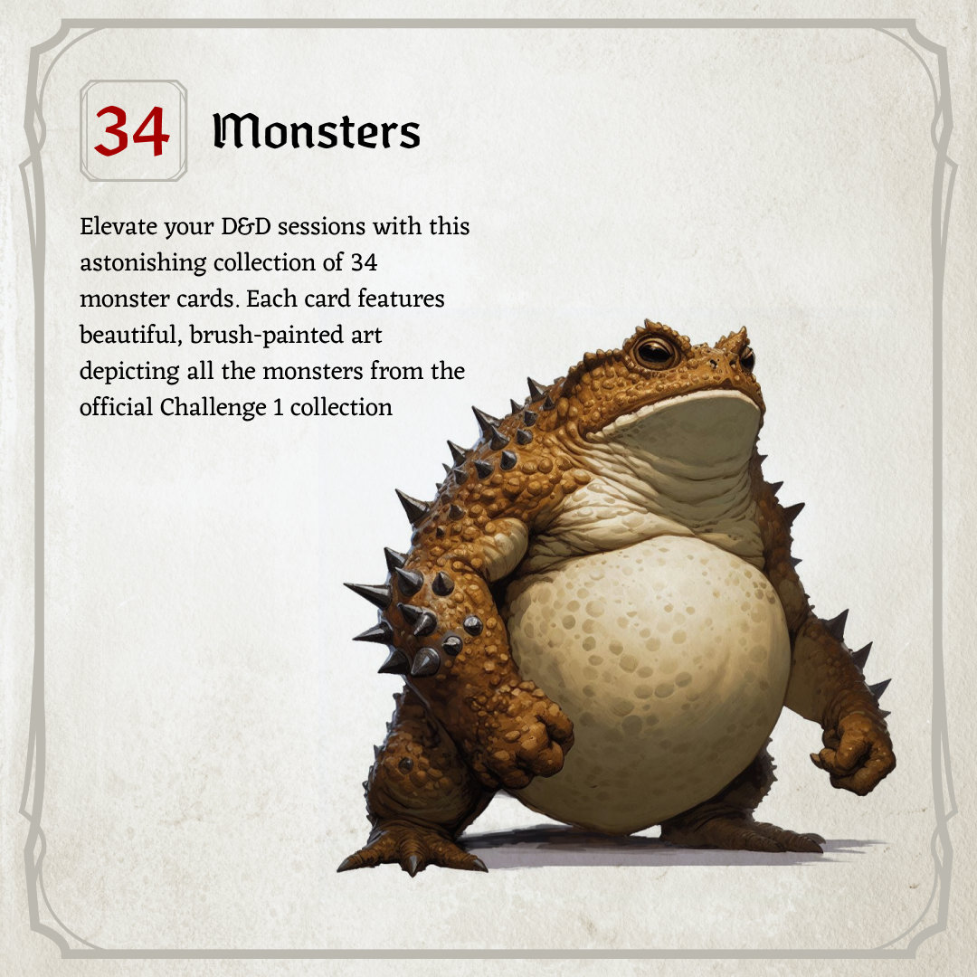 D&amp;D Monster Cards, Challenge 1, Tokens, Foldable Board Cards, Custom ...