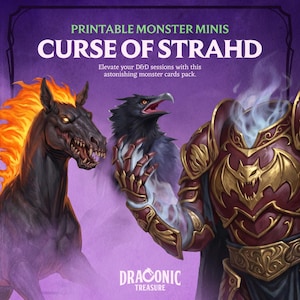Cartas de monstruos de D&D, La maldición de Strahd, Arte de monstruos, Fichas, Miniaturas plegables, Hecho a medida, Descarga digital fácil, CoS, Actualizado en 2024, 5.5e