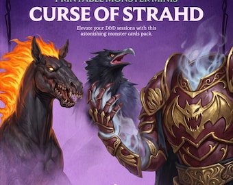 D&D Monster Cards, Curse of Strahd, Monster Art, Tokens, Foldable Minis, Custom made, Easy Digital Download, CoS, Updated2024, 5.5e